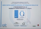 <div class=lightGallery-captions><p>Unión de Mutuas ha renovado por segunda ocasión consecutiva su reconocimiento QH+3 estrellas (Quality Healthcare), que otorga el Instituto para el Desarrollo e Integración de la Sanidad, Fundación IDIS, por su esfuerzo y compromiso en el cumplimiento de los más altos estándares de calidad y seguridad médica.</p><p></p><h4>Material cedido por 267 - UNION DE MUTUAS</h4><span>2022</span></div>